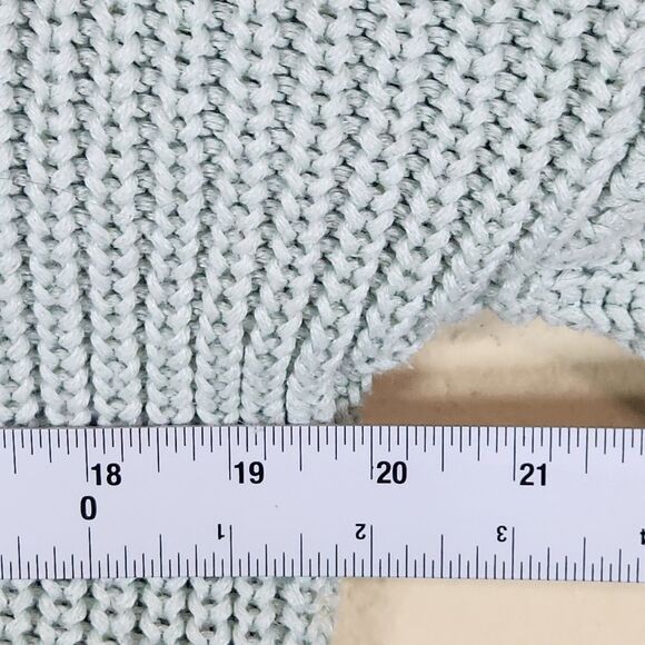 Abercrombie & Fitch Ribbed Chunky open Knit Top XS Mint Long Sleeve V-neck - Picture 4 of 6
